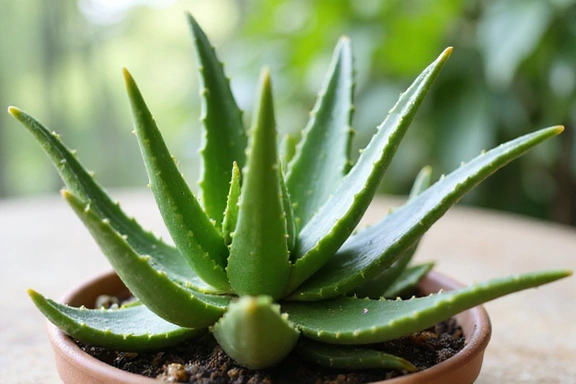 Aloe vera in vaso, con foglie succulente e gel visibile