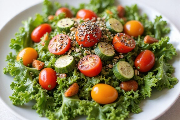 Un piatto colorato e salutare con verdure fresche e semi