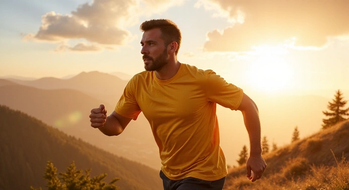 Uomo energico che fa sport all'aperto, simbolo di vitalità e benessere LuxMen