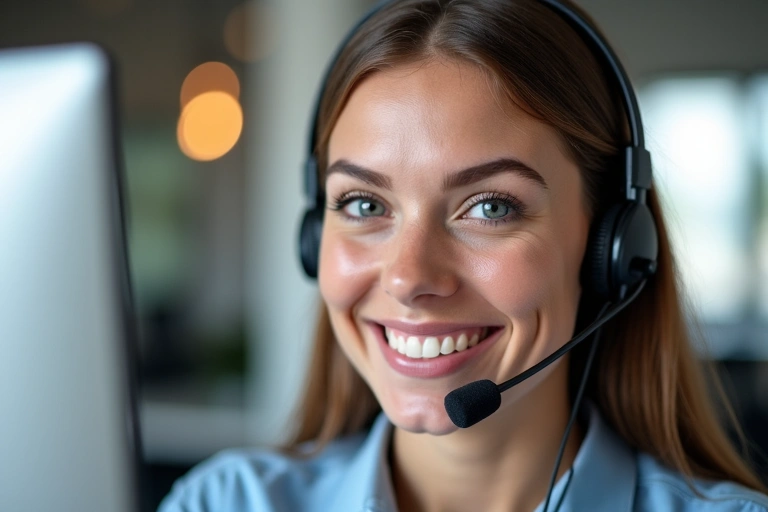 Operatore del servizio clienti con cuffie